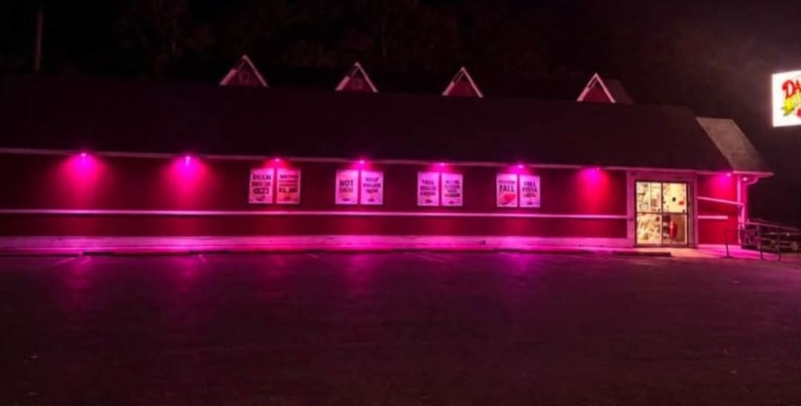 Local business illuminated magenta