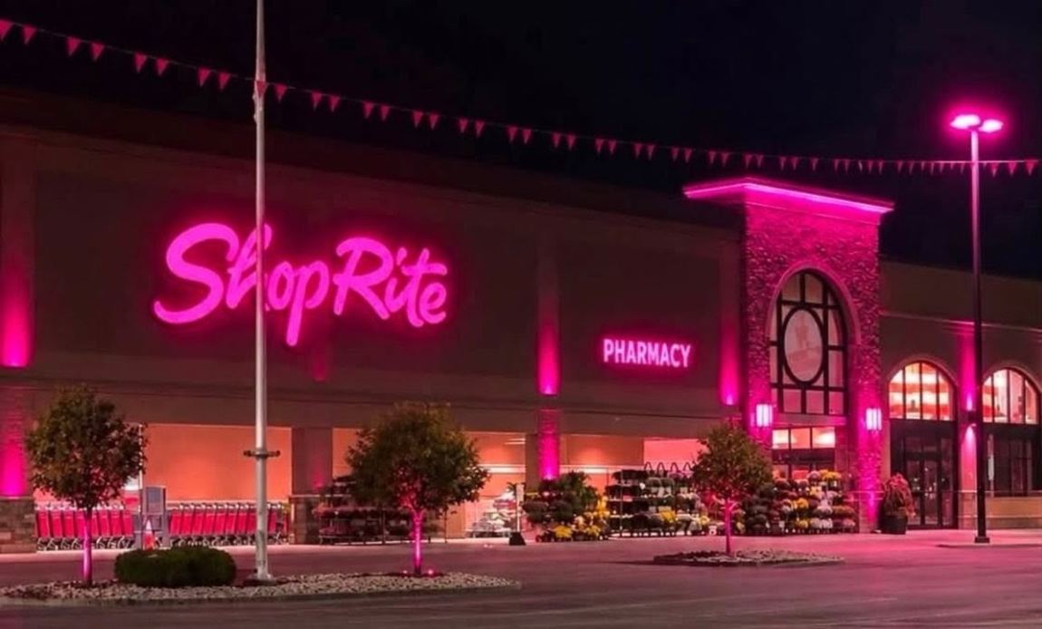 ShopRite exterior with magenta lights